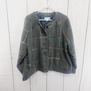 NWT Christopher & Banks Petite Plaid Tweed Short Hem Blazer Womens XL